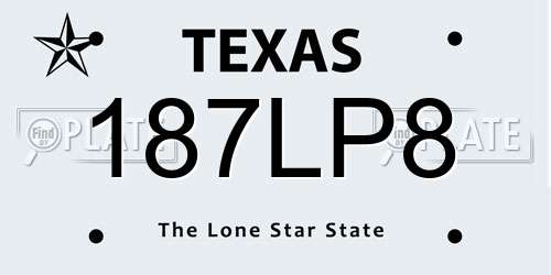187LP8 Texas License Plate