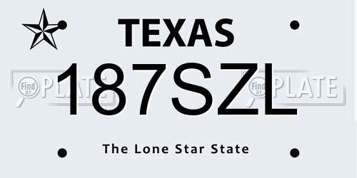 187SZL Texas License Plate