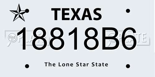 18818B6 Texas License Plate