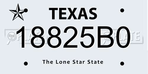 18825B0 Texas License Plate