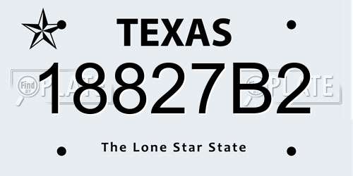 18827B2 Texas License Plate