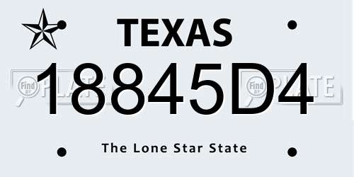 18845D4 Texas License Plate