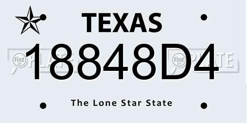 18848D4 Texas License Plate