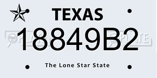 18849B2 Texas License Plate