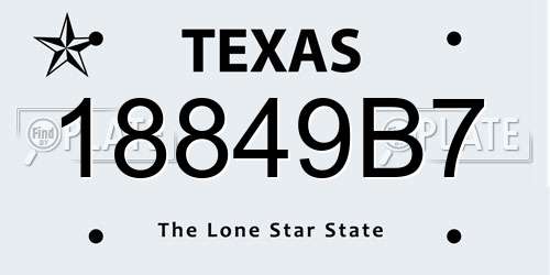 18849B7 Texas License Plate