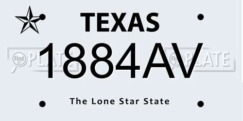 1884AV Texas License Plate