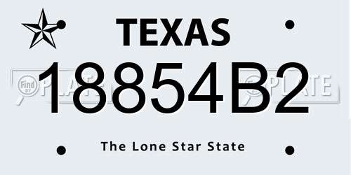 18854B2 Texas License Plate