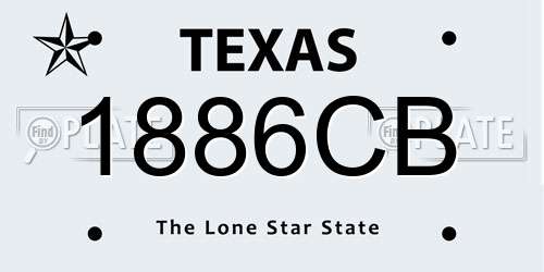 1886CB Texas License Plate
