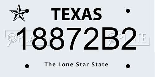 18872B2 Texas License Plate