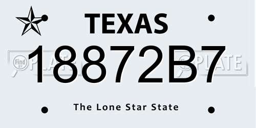 18872B7 Texas License Plate