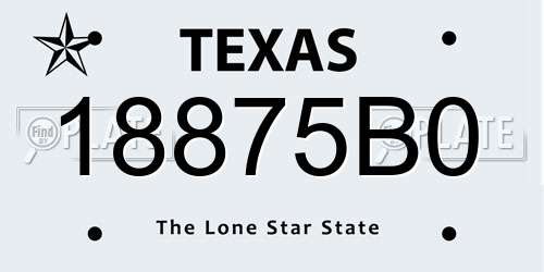 18875B0 Texas License Plate