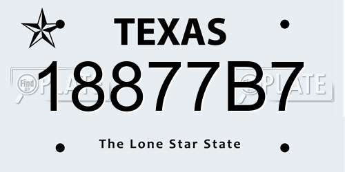 18877B7 Texas License Plate