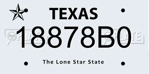 18878B0 Texas License Plate