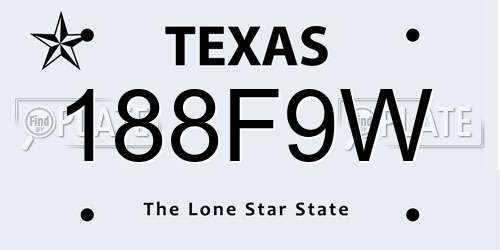 188F9W Texas License Plate