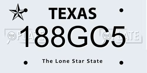 188GC5 Texas License Plate