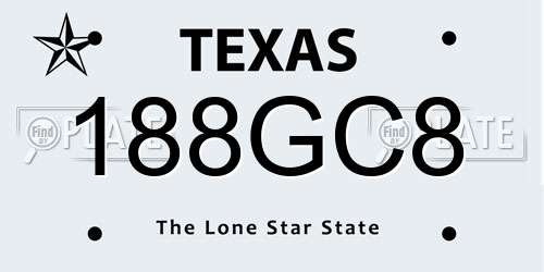 188GC8 Texas License Plate