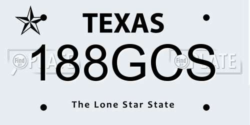 188GCS Texas License Plate
