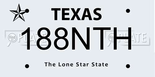 188NTH Texas License Plate
