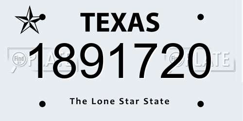 1891720 Texas License Plate
