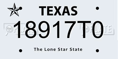 18917T0 Texas License Plate