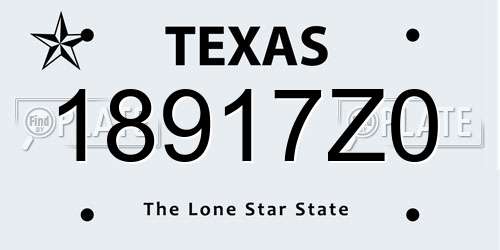 18917Z0 Texas License Plate