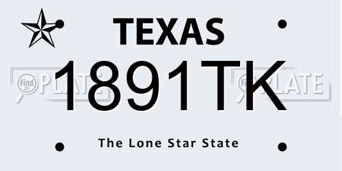 1891TK Texas License Plate