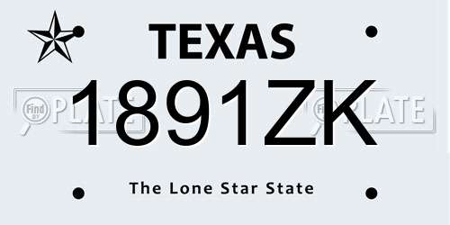 1891ZK Texas License Plate
