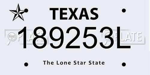 189253L Texas License Plate
