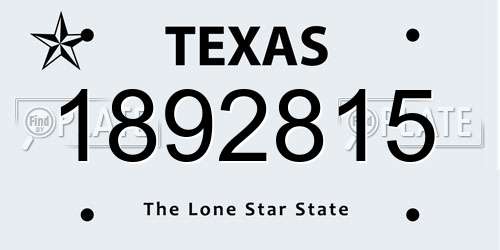 1892815 Texas License Plate