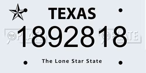 1892818 Texas License Plate