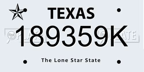 189359K Texas License Plate