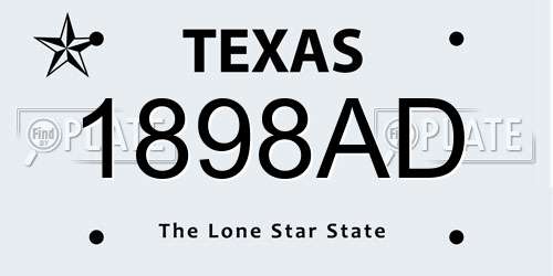 1898AD Texas License Plate