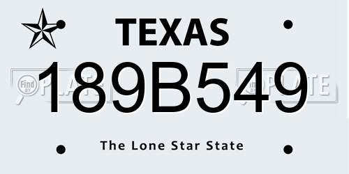 189B549 Texas License Plate