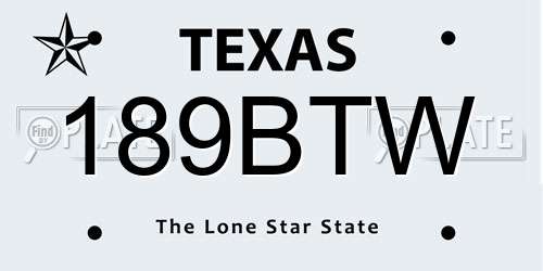 189BTW Texas License Plate