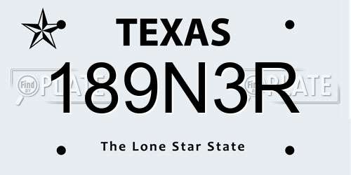 189N3R Texas License Plate