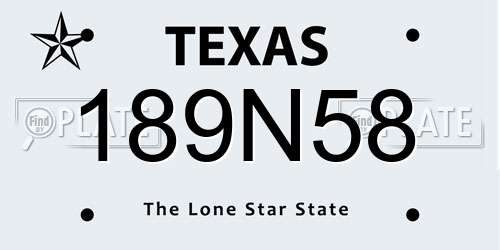 189N58 Texas License Plate