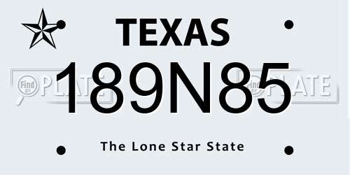 189N85 Texas License Plate