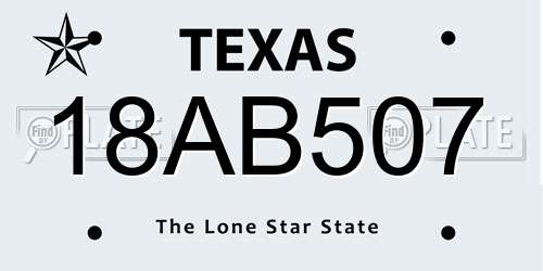 18AB507 Texas License Plate