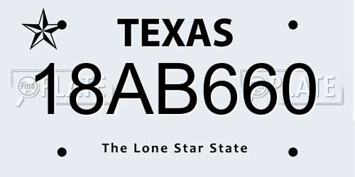 18AB660 Texas License Plate