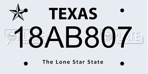 18AB807 Texas License Plate