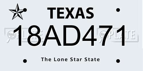 18AD471 Texas License Plate