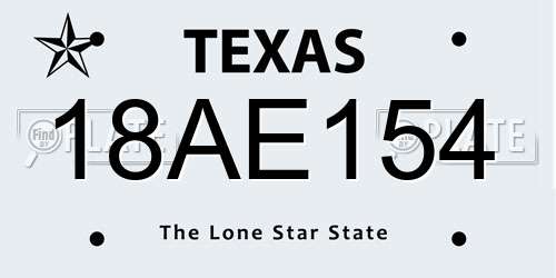 18AE154 Texas License Plate