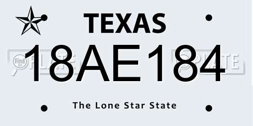 18AE184 Texas License Plate