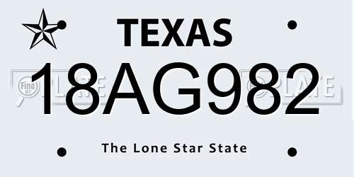 18AG982 Texas License Plate