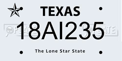 18AI235 Texas License Plate