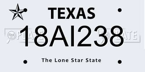 18AI238 Texas License Plate