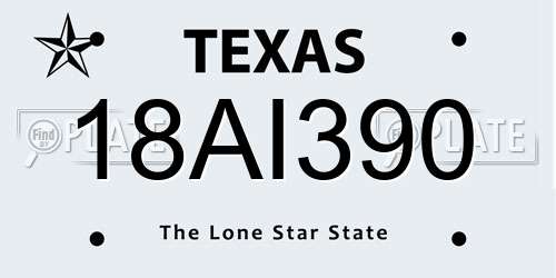 18AI390 Texas License Plate