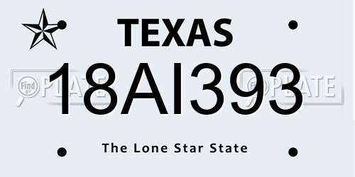 18AI393 Texas License Plate