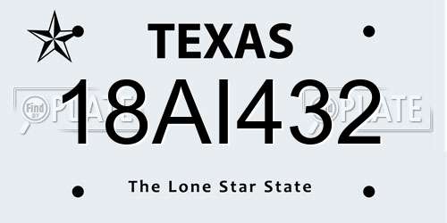 18AI432 Texas License Plate