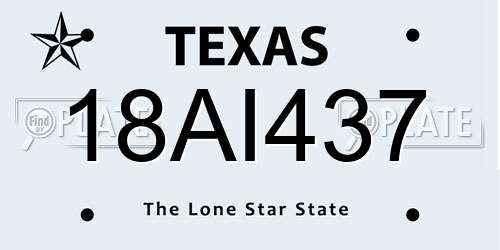 18AI437 Texas License Plate